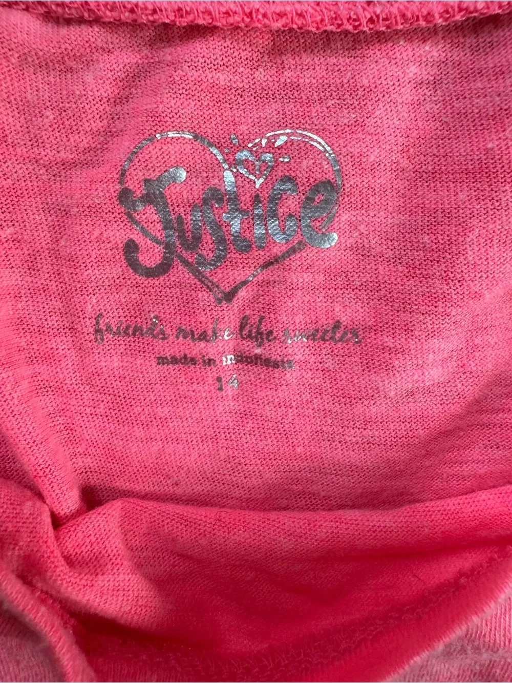 Justice Girls' Long Sleeve Hot Pink Sequin Pocket Tee- 3/4 quarter sleeve